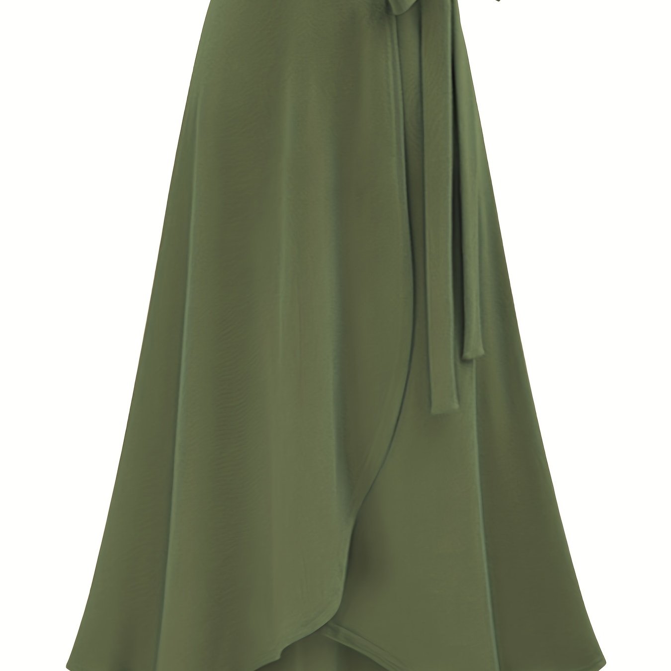 Plus Size Solid Color Side Knot Layered Maxi Skirt, Women's Plus Slight Stretch Elegant Skirt