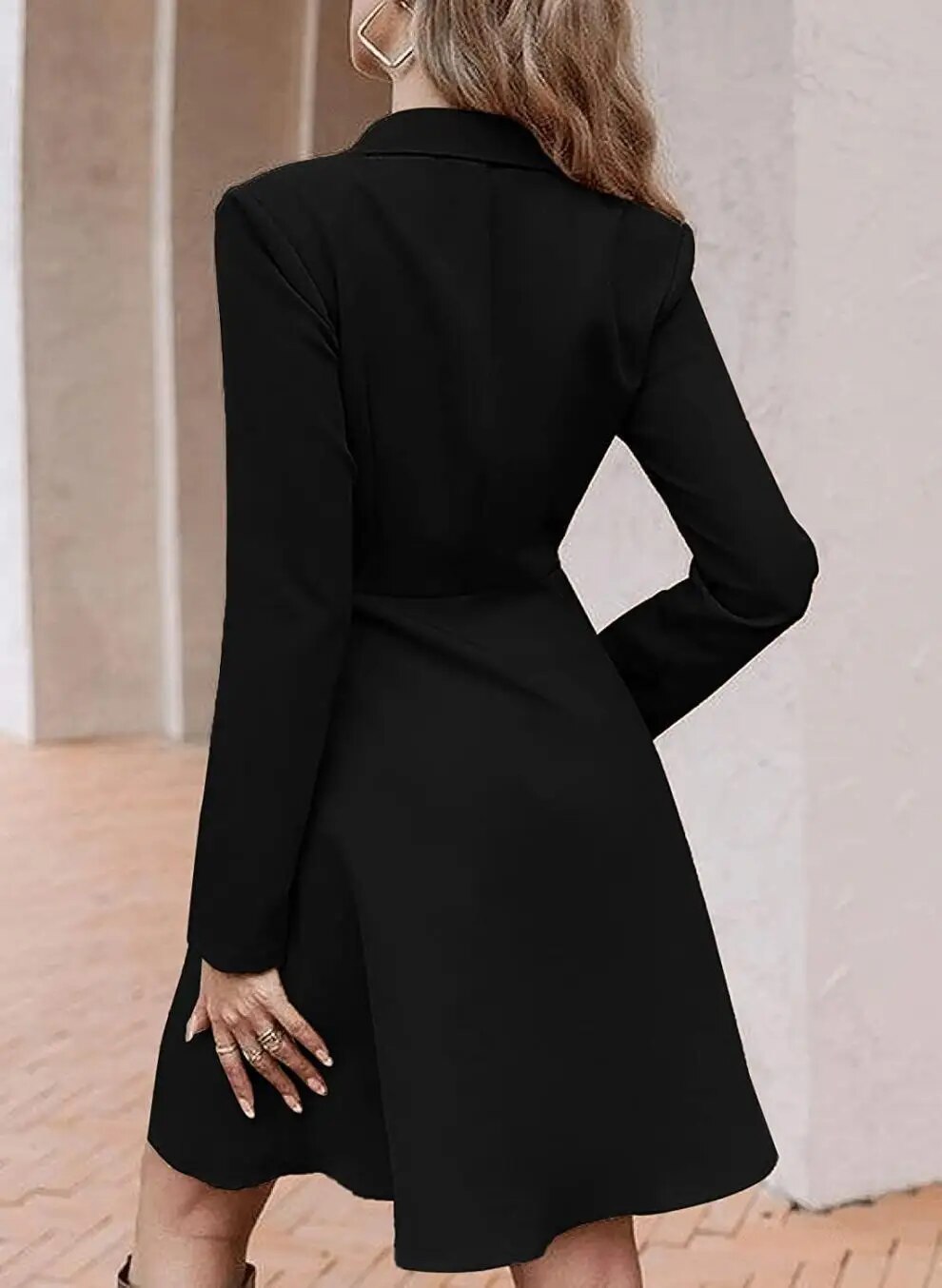 2023 Autumn/Winter New Women's Solid Color Double breasted Long Sleeve Dress Coat