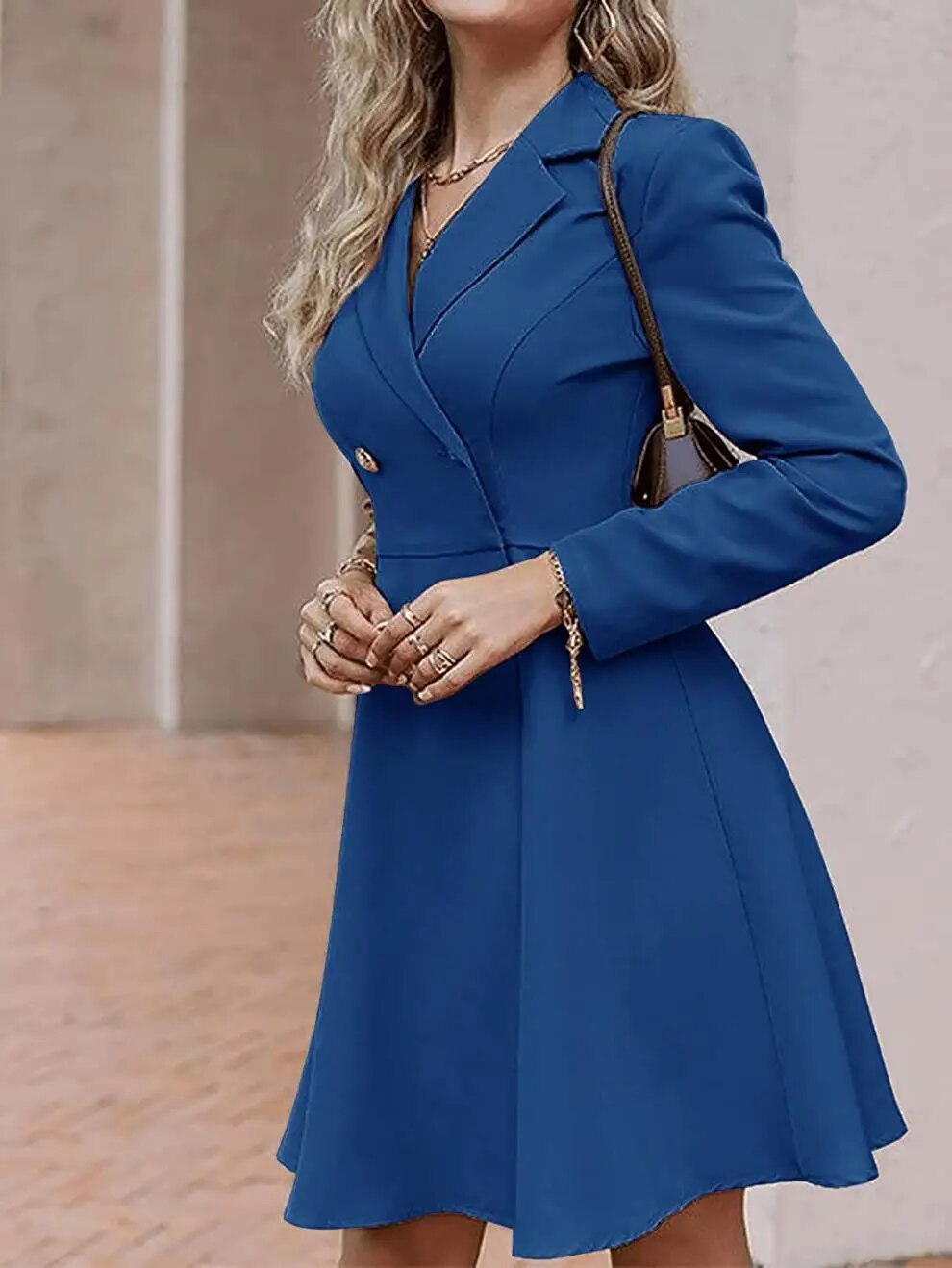 2023 Autumn/Winter New Women's Solid Color Double breasted Long Sleeve Dress Coat