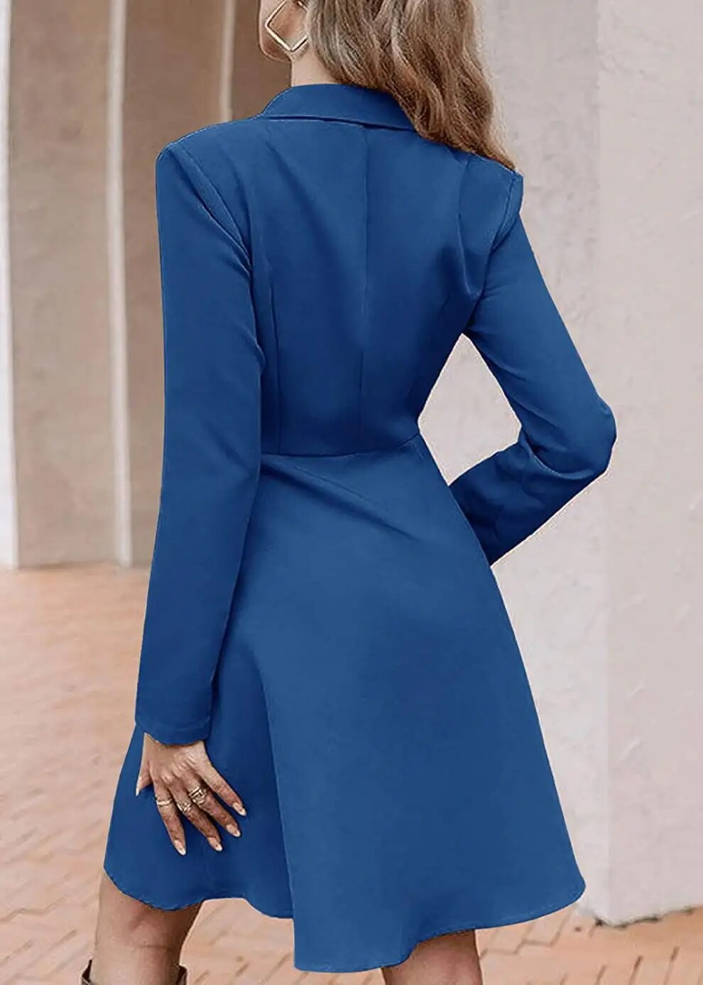 2023 Autumn/Winter New Women's Solid Color Double breasted Long Sleeve Dress Coat