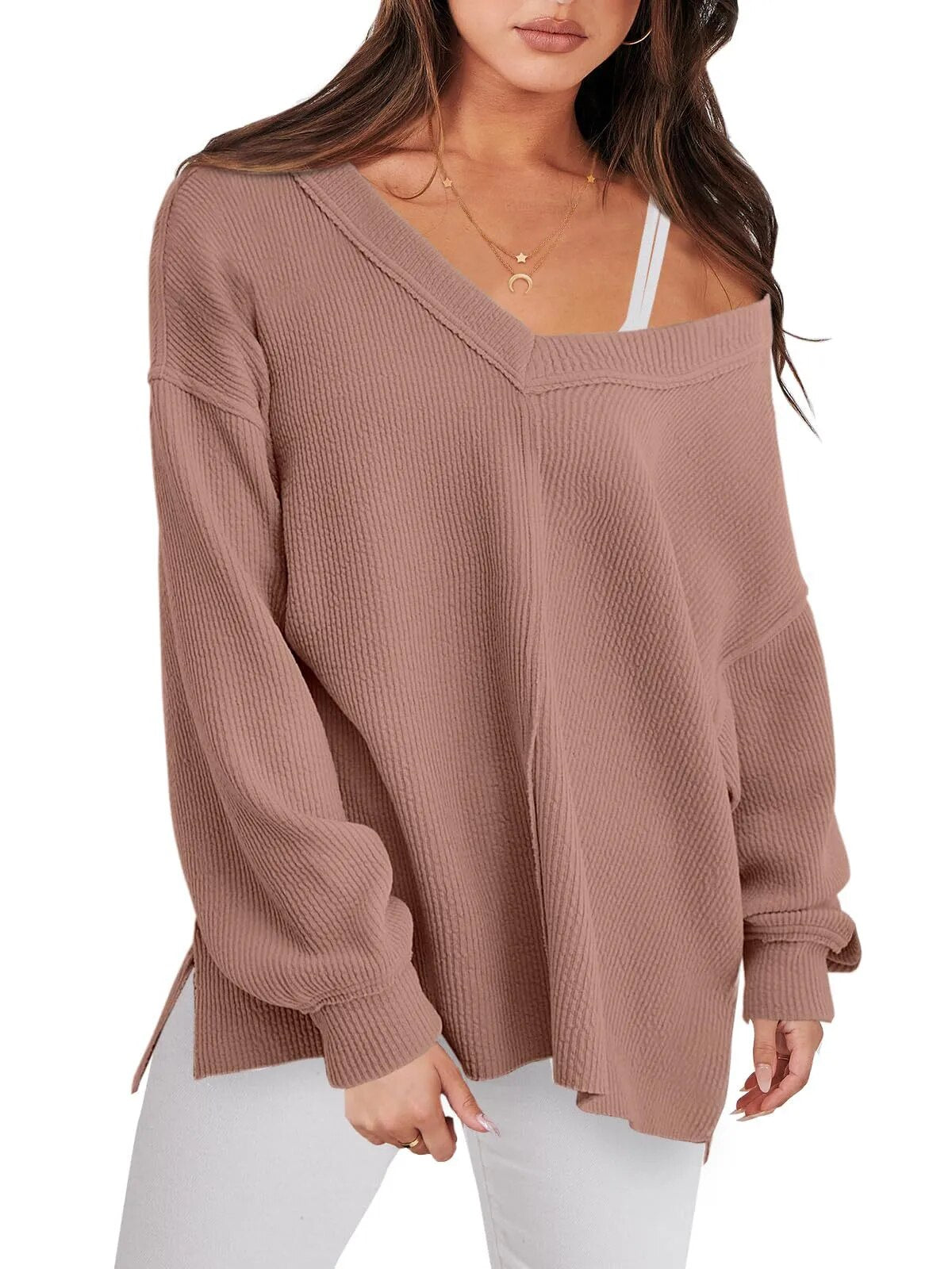 2023 Autumn/Winter Solid Color Long Sleeves Women's Knitwear Top Sweater