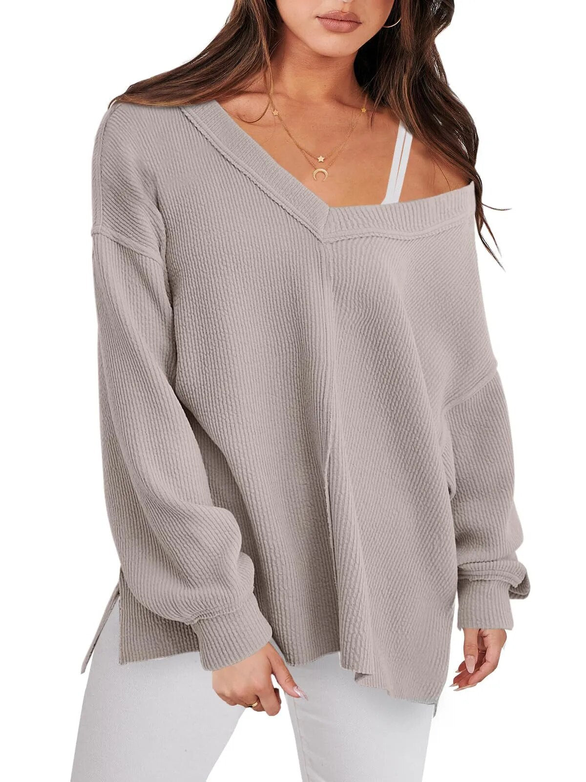 2023 Autumn/Winter Solid Color Long Sleeves Women's Knitwear Top Sweater