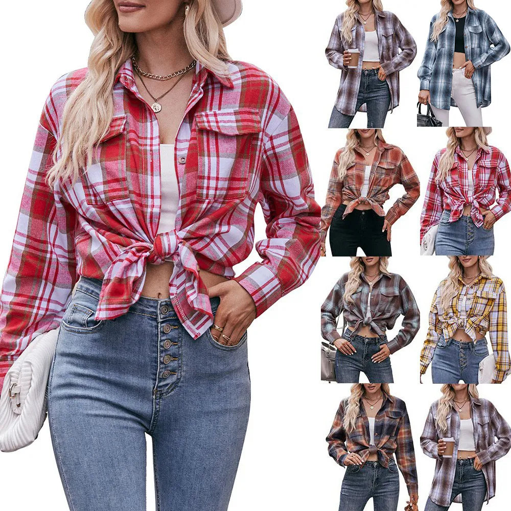 2023 Autumn and Winter Casual Oversize Loose Plaid Shirt