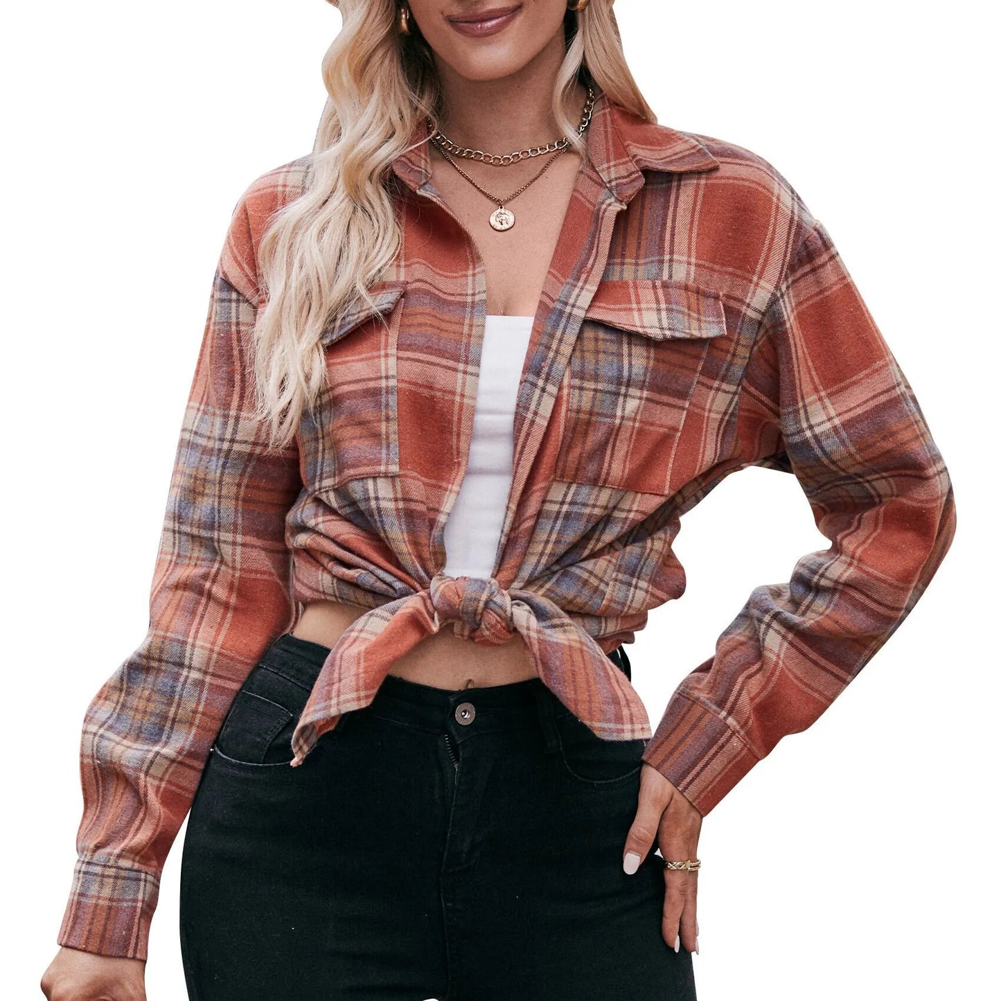 2023 Autumn and Winter Casual Oversize Loose Plaid Shirt