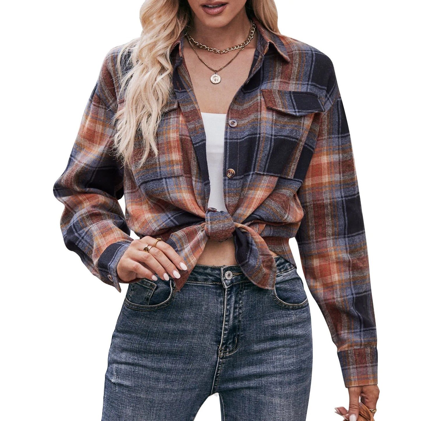 2023 Autumn and Winter Casual Oversize Loose Plaid Shirt