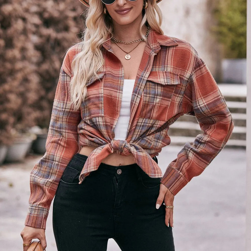 2023 Autumn and Winter Casual Oversize Loose Plaid Shirt