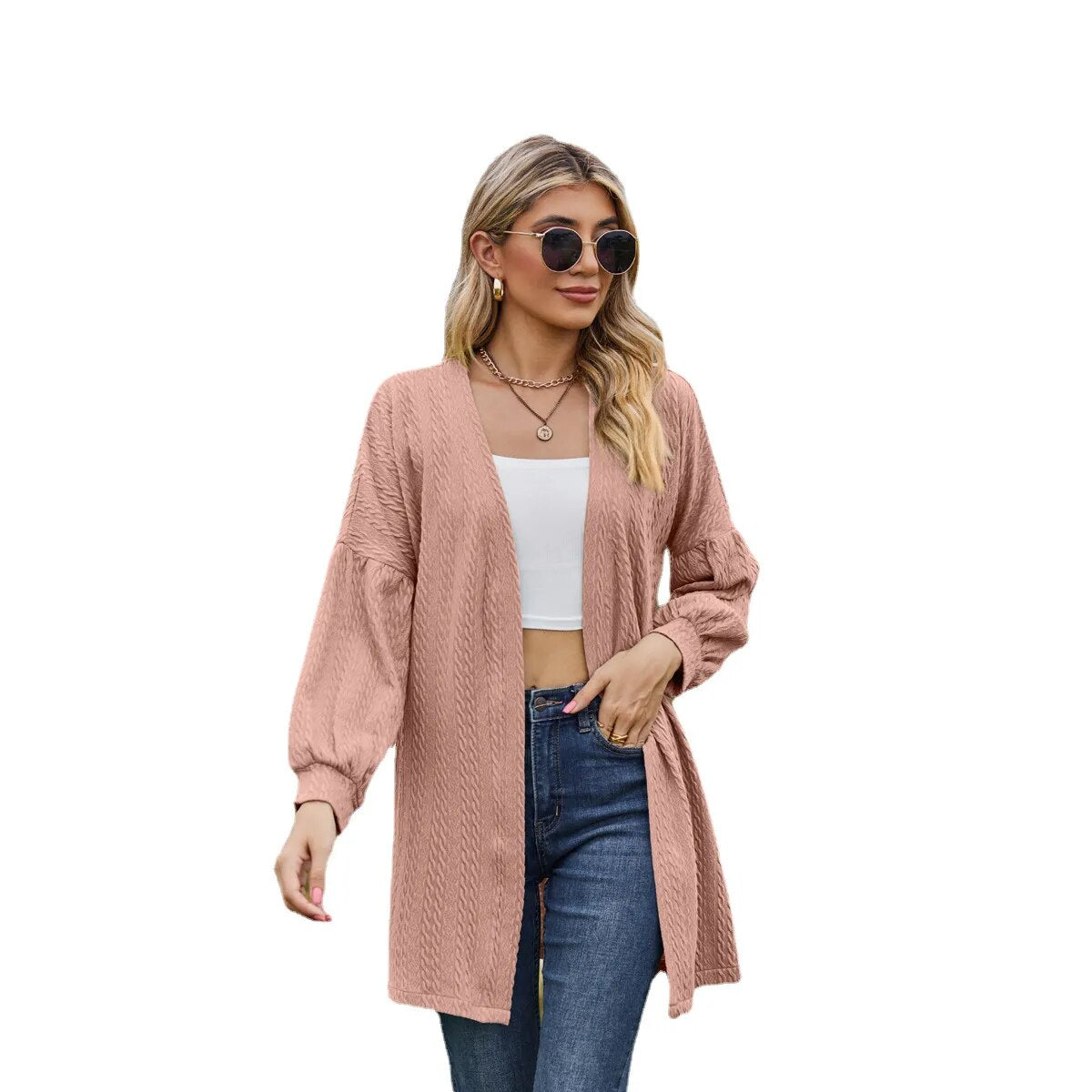 2023 Autumn and Winter New Long Sleeve Solid Color Loose Cardigan Top Women's Knitted Coat