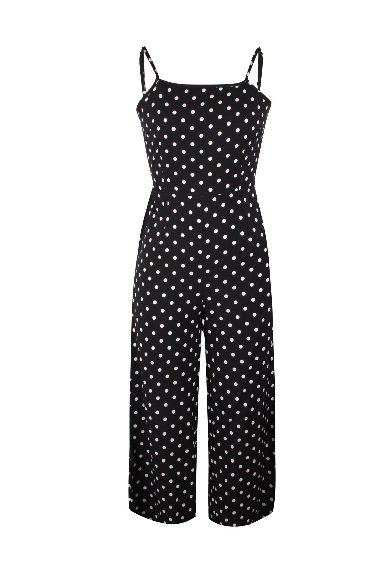 2023 Casual Spaghetti Straps Polka-dot Backless Lace Up Long Jumpsuit