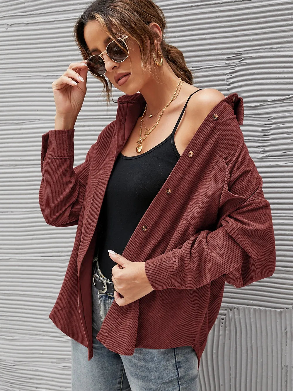 2023 Fall/Winter Oversize Loose Casual Corduroy Shirt Women