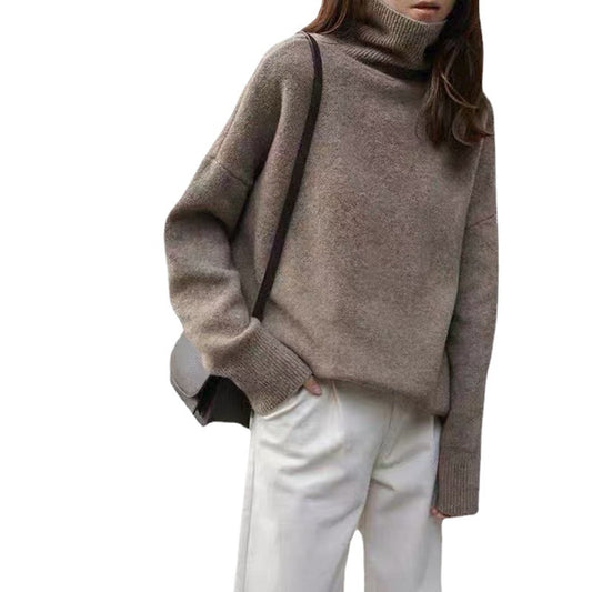 2023 Fall Winter Turtleneck Loose Thickened Lazy Pullover Knitted Sweater