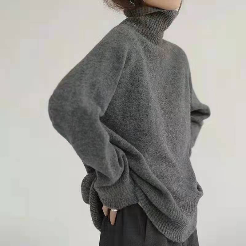 2023 Fall Winter Turtleneck Loose Thickened Lazy Pullover Knitted Sweater