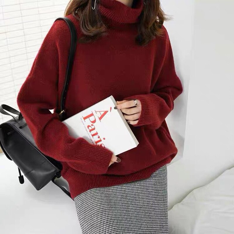 2023 Fall Winter Turtleneck Loose Thickened Lazy Pullover Knitted Sweater