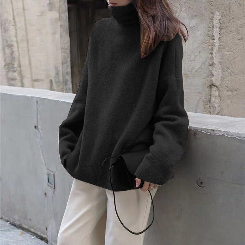 2023 Fall Winter Turtleneck Loose Thickened Lazy Pullover Knitted Sweater