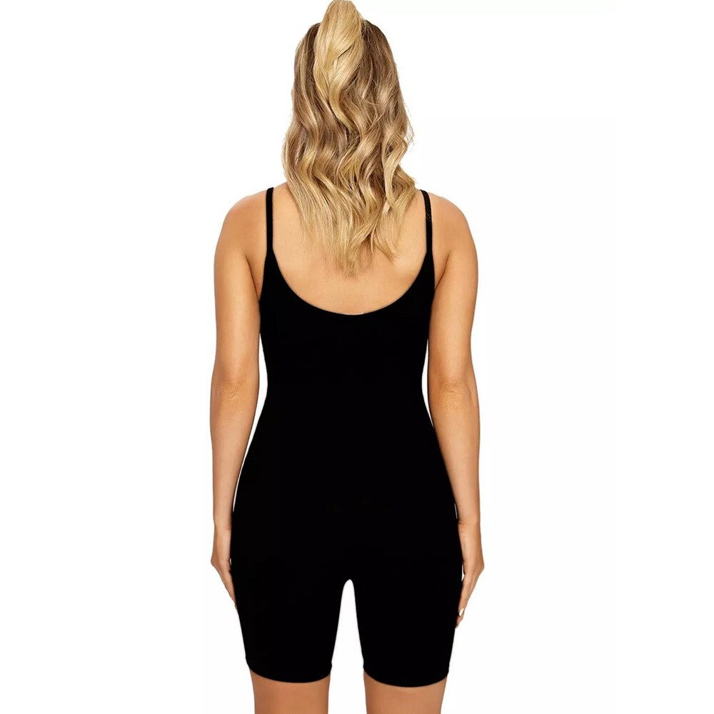 2023 Sexy Slim Spaghetti Straps Short Jumpsuit Black