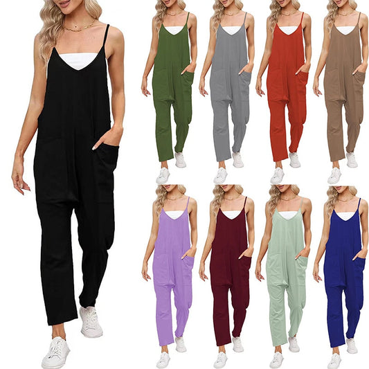 2023 Summer Big Pocket Loose Jumpsuit