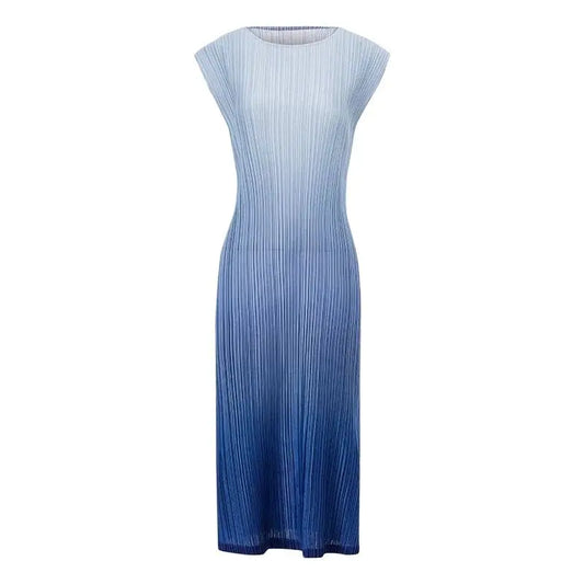 2024 Chic Pleated Slim Versatile Gradient Color Side Split Dress