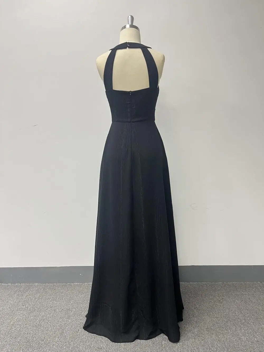 2024 Halter Open Back Pleated A Large Black Party Long Evening Dress