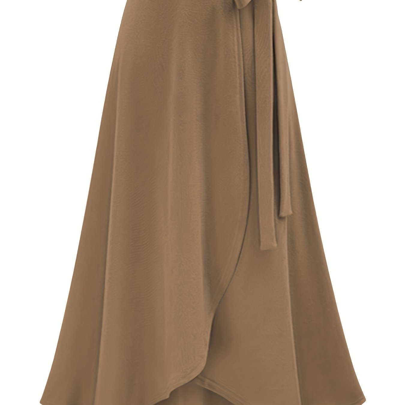 Plus Size Solid Color Side Knot Layered Maxi Skirt, Women's Plus Slight Stretch Elegant Skirt