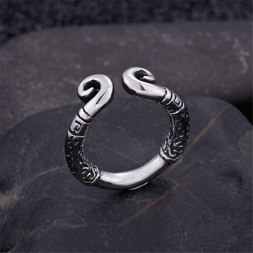 Stainless Steel Vintage Sun Wukong Monkey King Golden Hoop Amulet Open Warp Ring