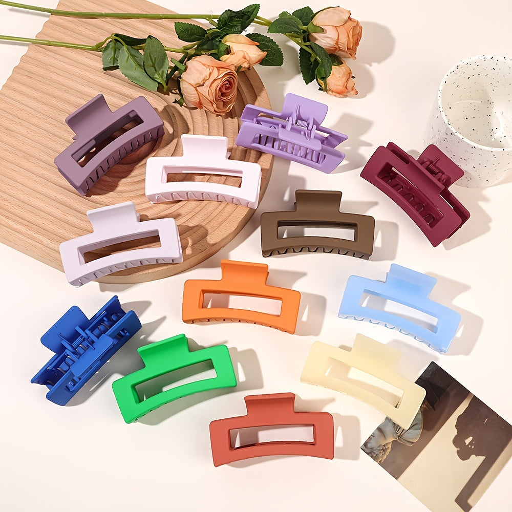 8pcs Strong Hold Hair Claw Clips for Women and Girls - Hollow Square Design for Thick and Thin Hair - Non-Slip Grip - Set of 2