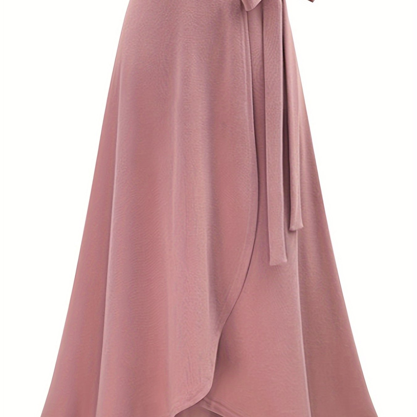 Plus Size Solid Color Side Knot Layered Maxi Skirt, Women's Plus Slight Stretch Elegant Skirt