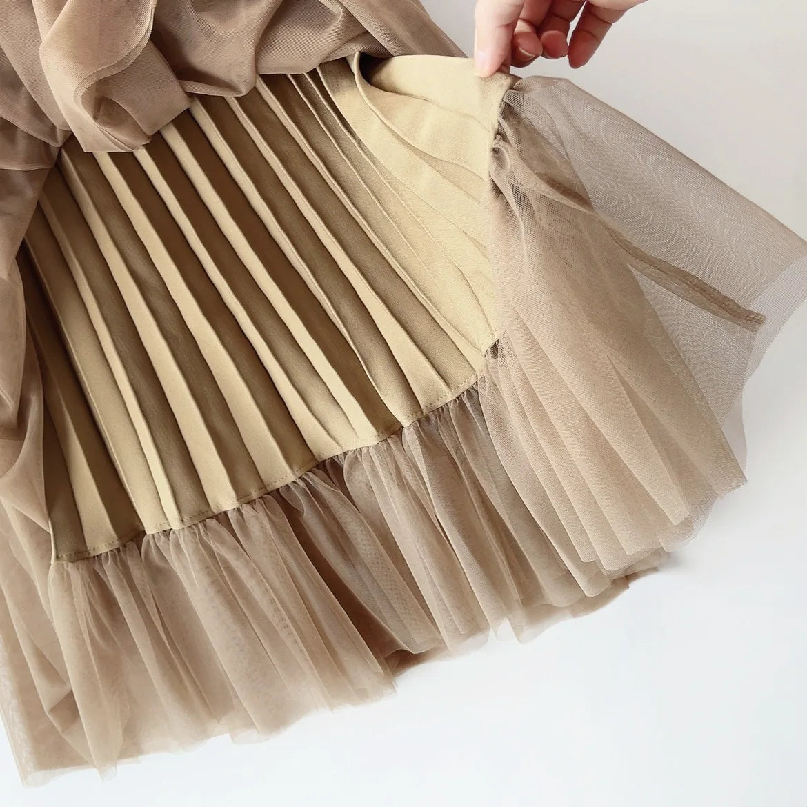 Atmospheric Pleated Puffy Mesh Autumn Spring Skirt