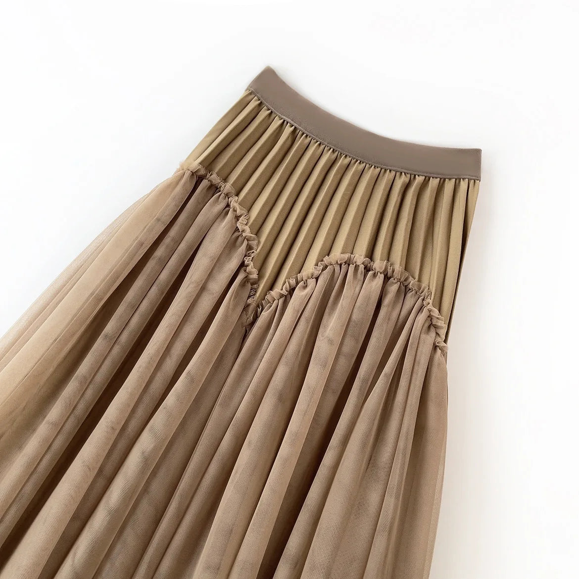 Atmospheric Pleated Puffy Mesh Autumn Spring Skirt