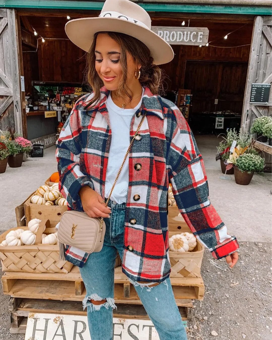 Autumn Long Sleeve Lapel Loose Women's Plaid Shirt Coat