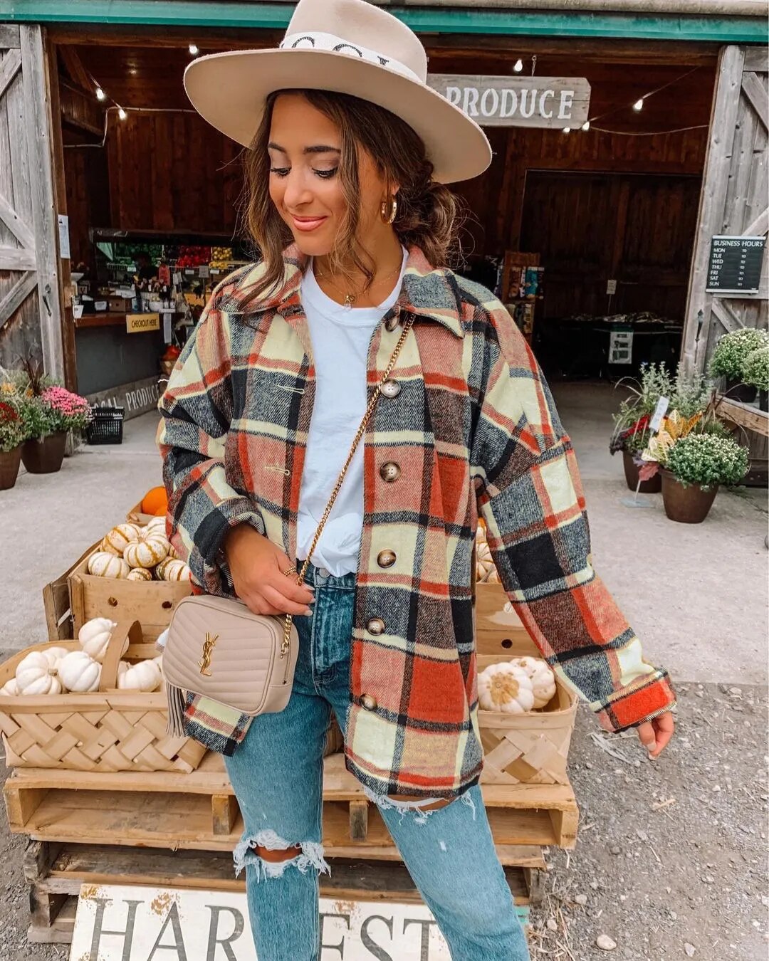 Autumn Long Sleeve Lapel Loose Women's Plaid Shirt Coat