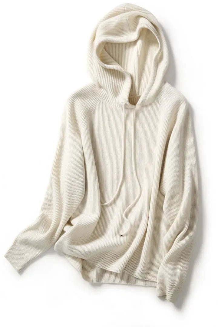 Autumn/Winter hooded goat tops, women's hoodies, thickened white sweaters, short sweaters, knitted hoodies, base layers,