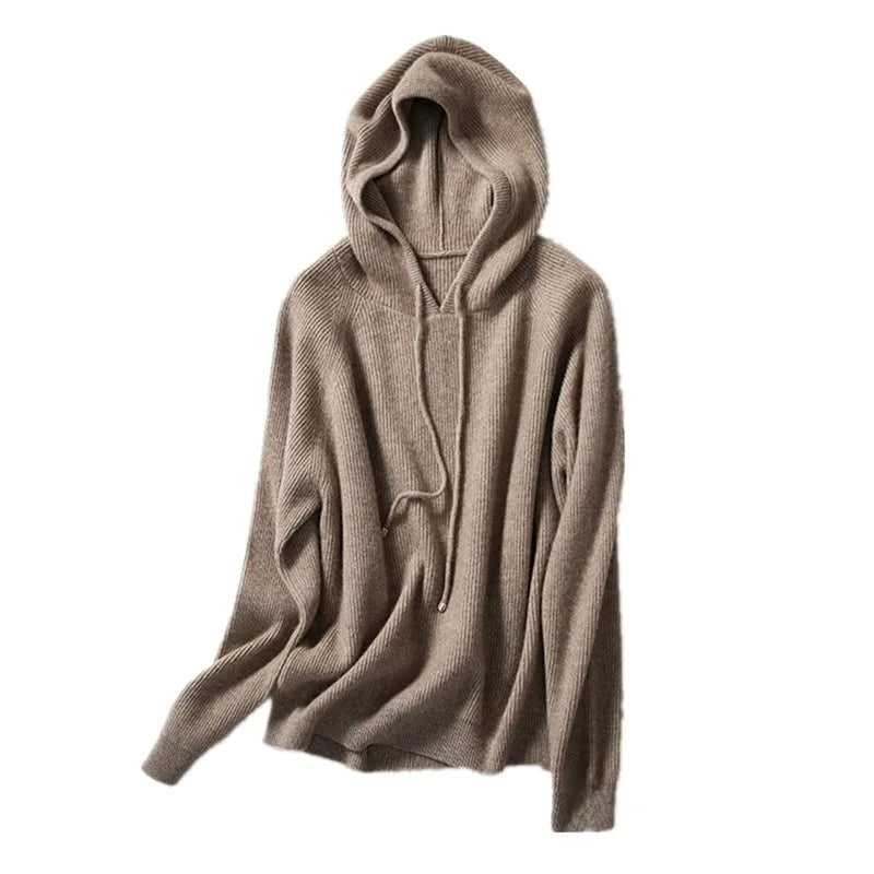 Autumn/Winter hooded goat tops, women's hoodies, thickened white sweaters, short sweaters, knitted hoodies, base layers,