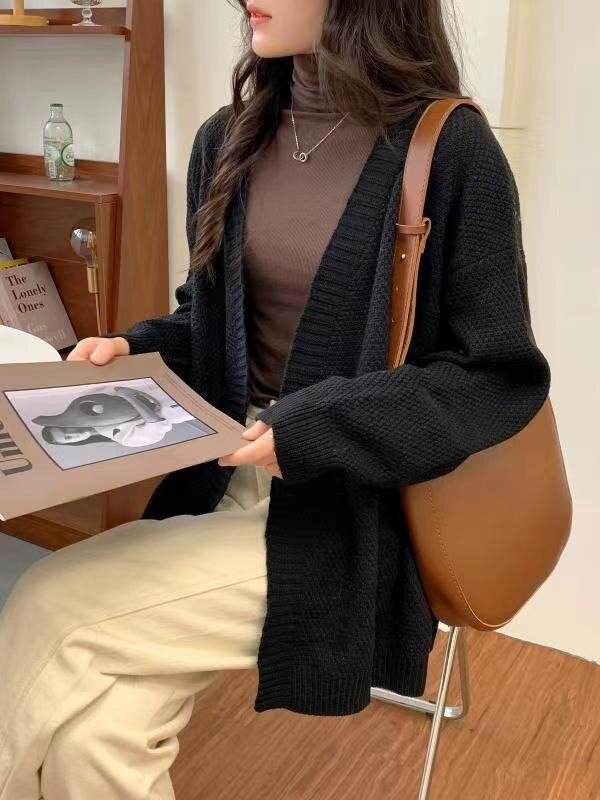 Autumn and Winter New 2023 Sweater Knit Women's Thick Loose Lazy French Retro Long Coat Cardigan