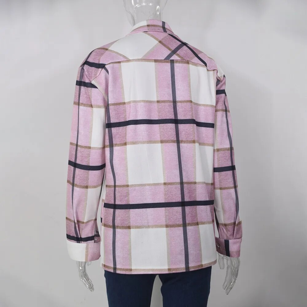 Autumn and Winter Women's Long Sleeve Casual Plaid Shirt