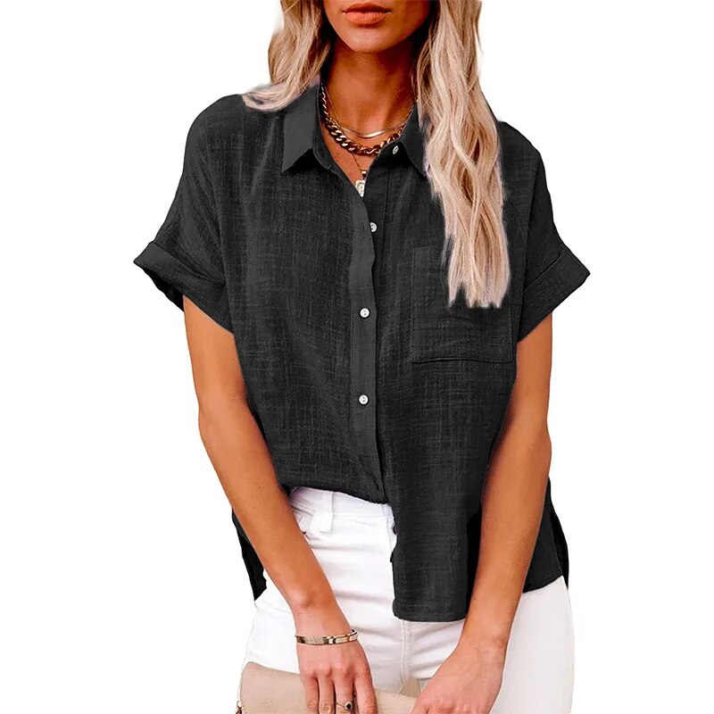 Casual Cotton Linen Long Sleeves Shirt with Pocket