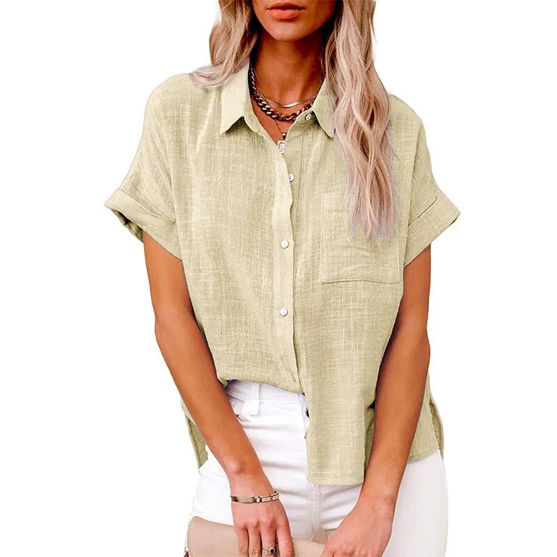 Casual Cotton Linen Long Sleeves Shirt with Pocket