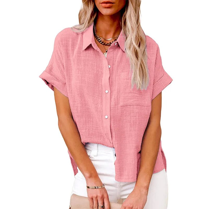 Casual Cotton Linen Long Sleeves Shirt with Pocket