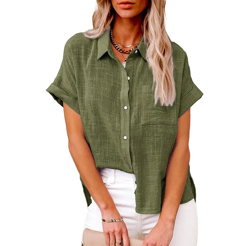 Casual Cotton Linen Long Sleeves Shirt with Pocket