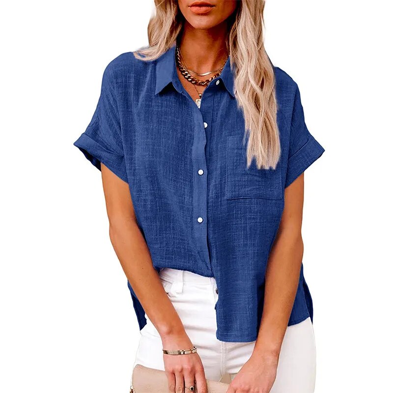 Casual Cotton Linen Long Sleeves Shirt with Pocket