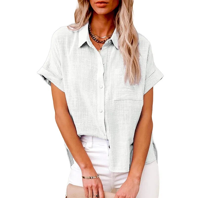 Casual Cotton Linen Long Sleeves Shirt with Pocket