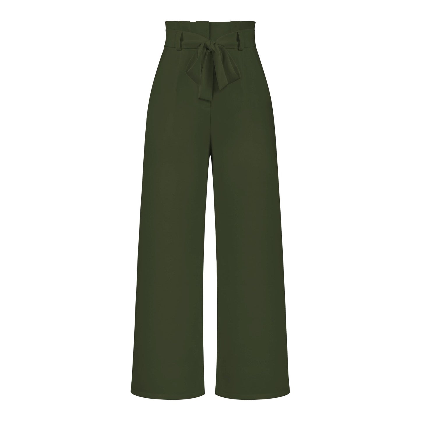 Casual Wide-leg Trousers with Belt Pants