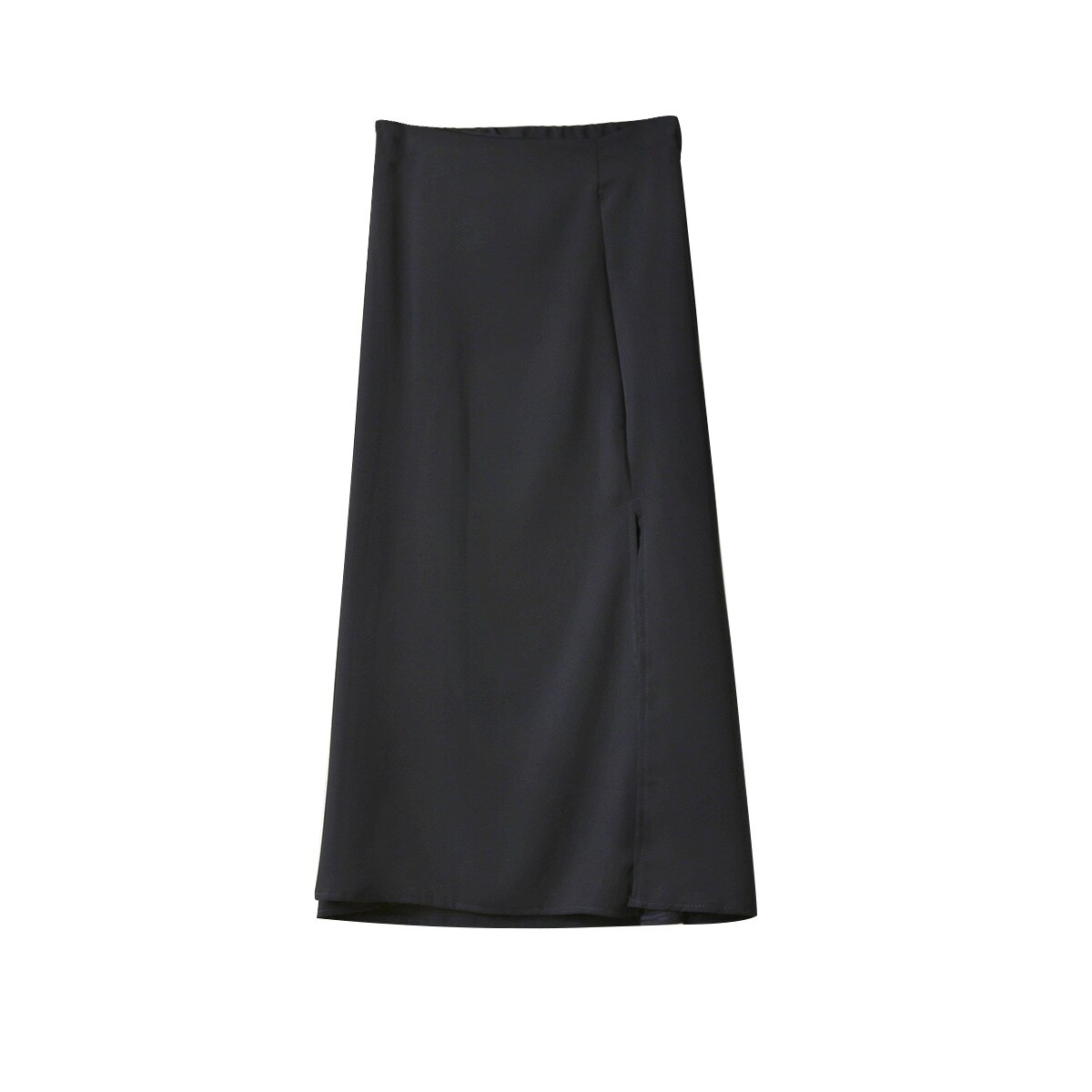 Chic Simple Solid Color Side Split A-line Long Skirt