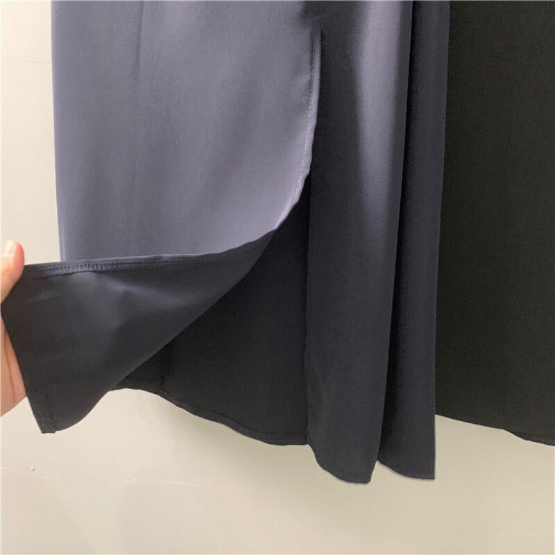 Chic Simple Solid Color Side Split A-line Long Skirt