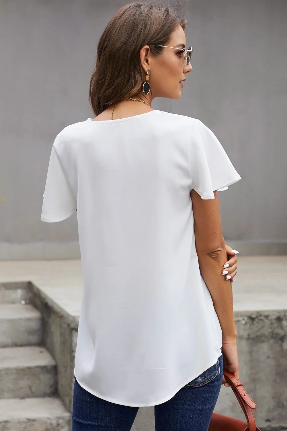 Chic V-neck Short Sleeve Tee