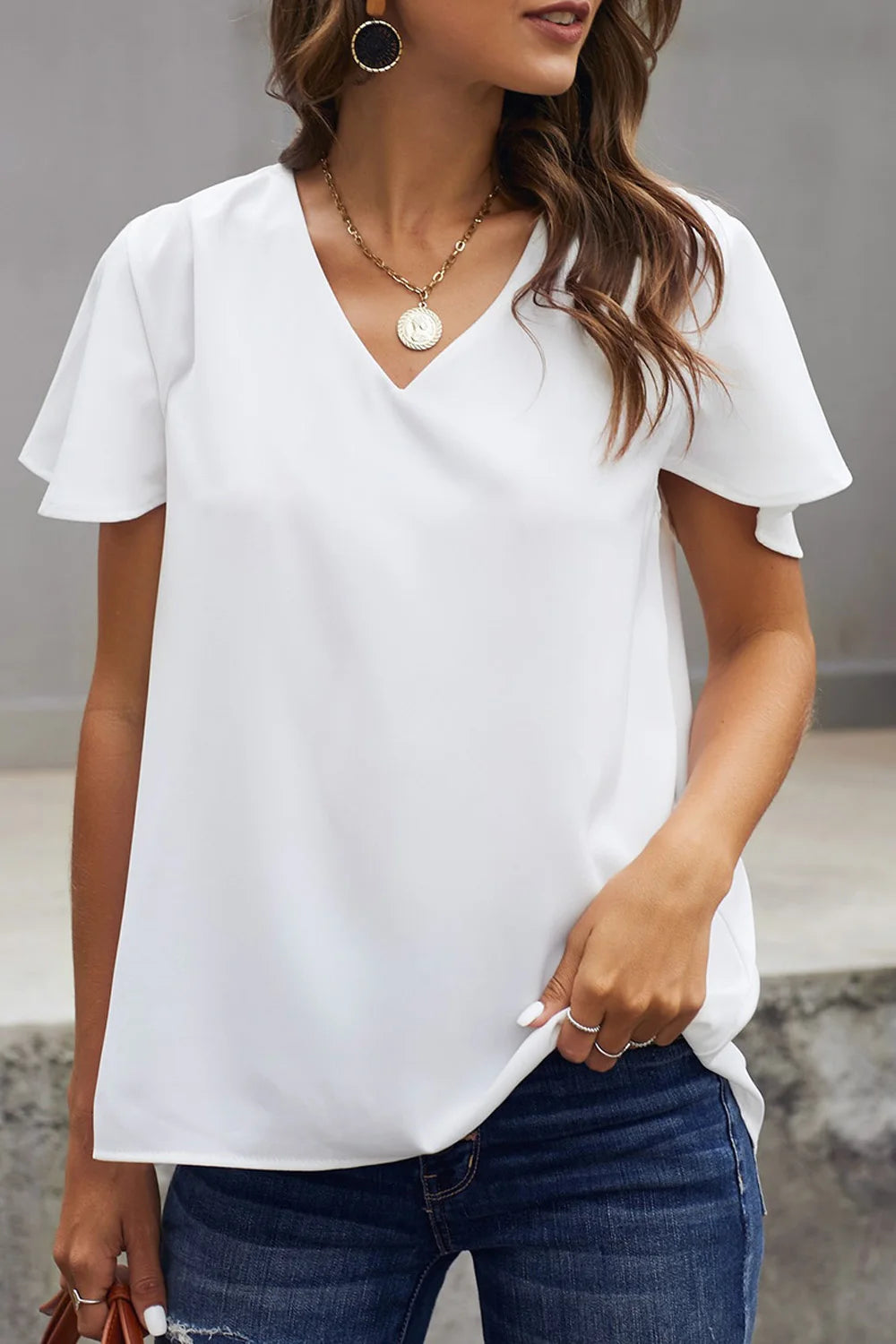 Chic V-neck Short Sleeve Tee