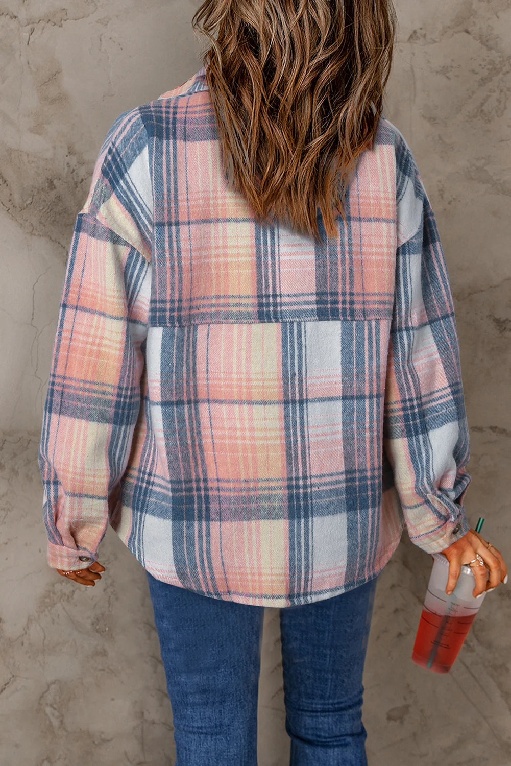 Classic Loose Plaid Flap Pockets Shacket