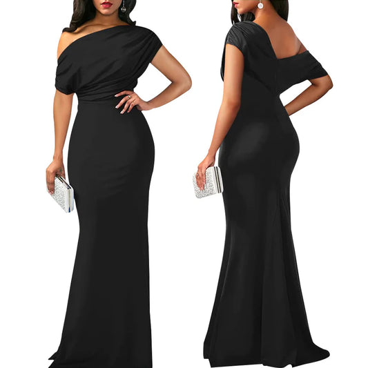 Elegant Sleeveless Off Shoulder Bodycon Long Formal Party Evening Dress