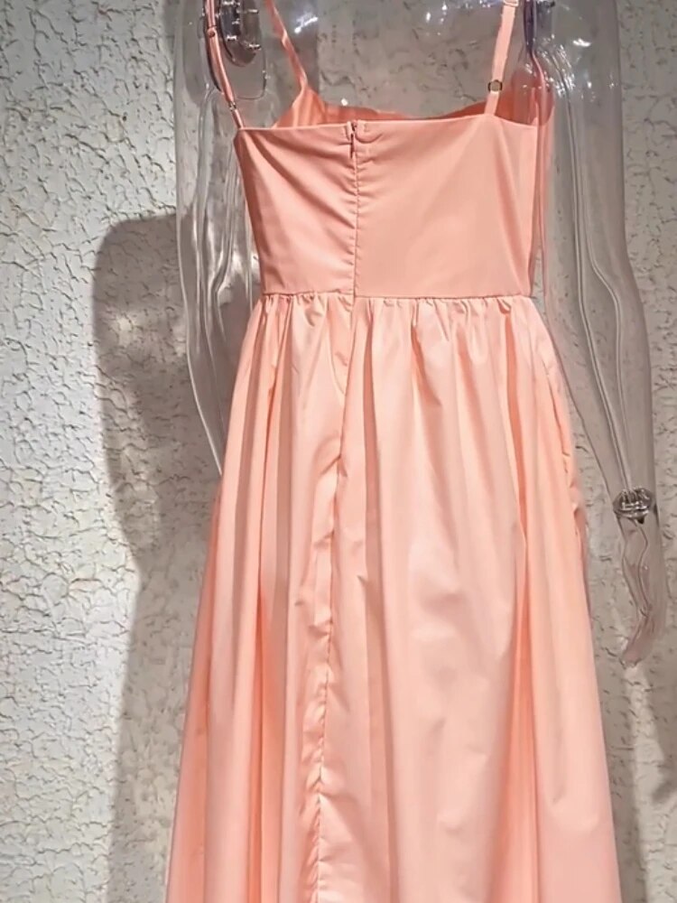 Elegant Solid Color Open Back Spaghetti Straps Tee Length Bridesmaid Dress