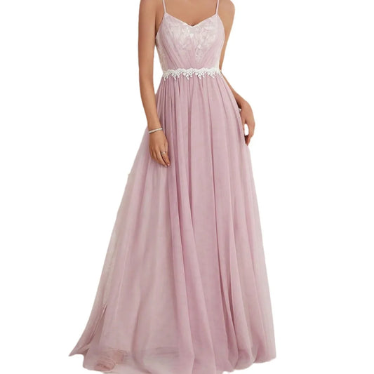 Elegant Spaghetti Straps Sweetheart Long Bridesmaid Dress