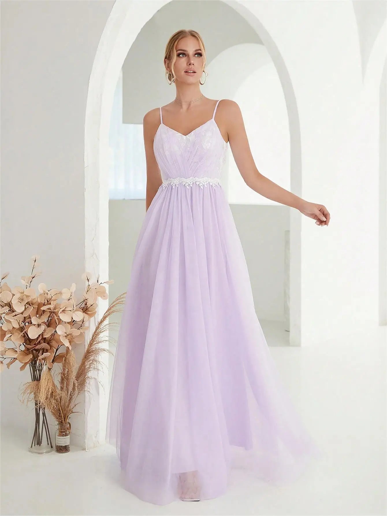 Elegant Spaghetti Straps Sweetheart Long Bridesmaid Dress