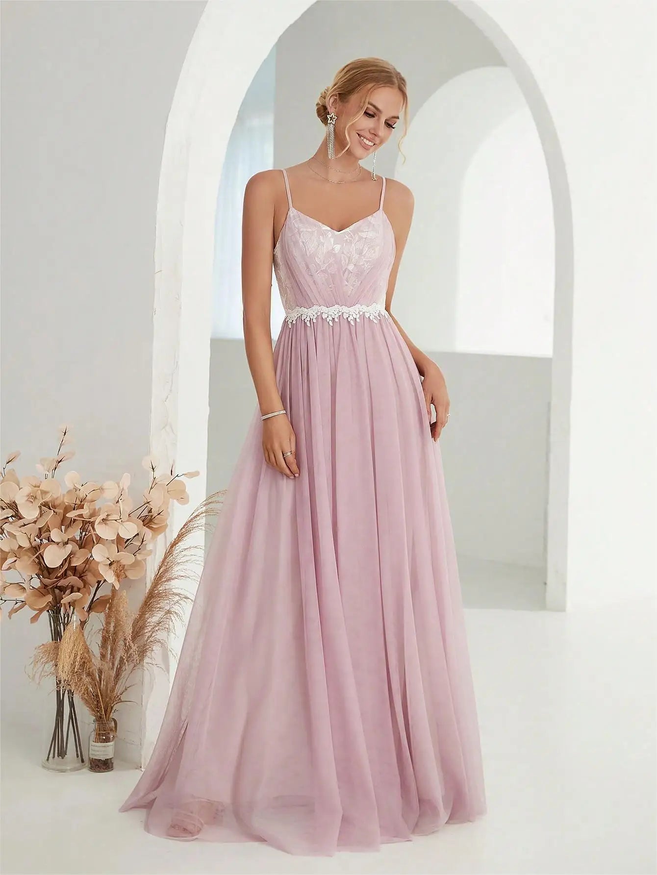 Elegant Spaghetti Straps Sweetheart Long Bridesmaid Dress